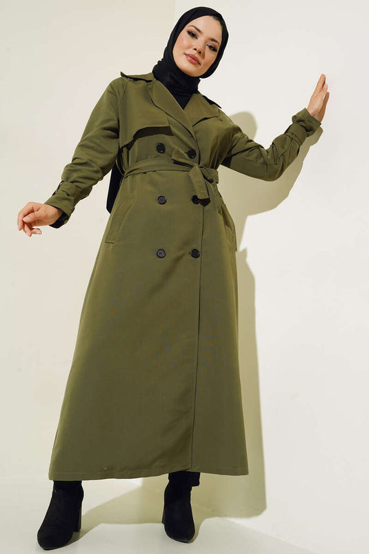 Lined Belted Trench Coat Khaki