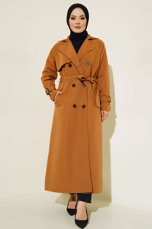 Trench-Coat Ceinturé Doublé Tan