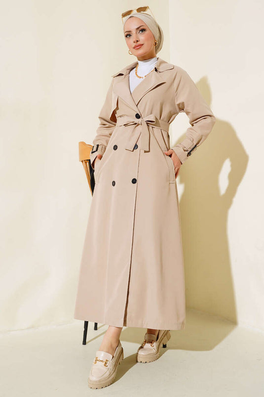 Gefütterter Gürtel-Trenchcoat Mit Verzierungen