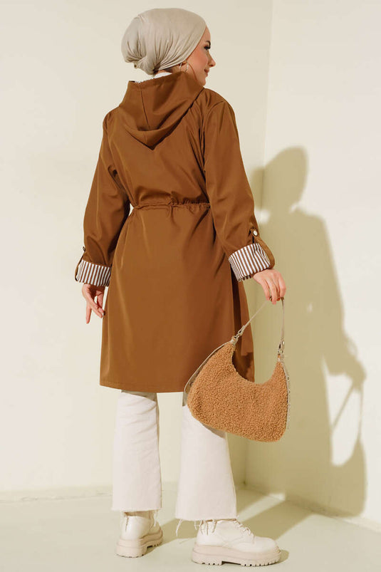 Indvendig stribet Trench Coat Tan