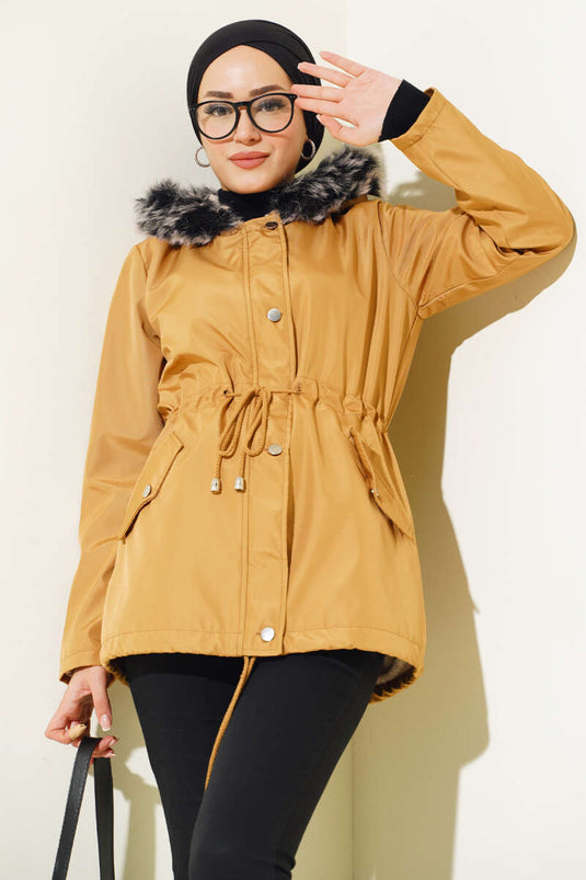 Manteau Court Fourré Camel