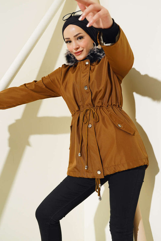 İçi Kürklü Kısa Mont Taba