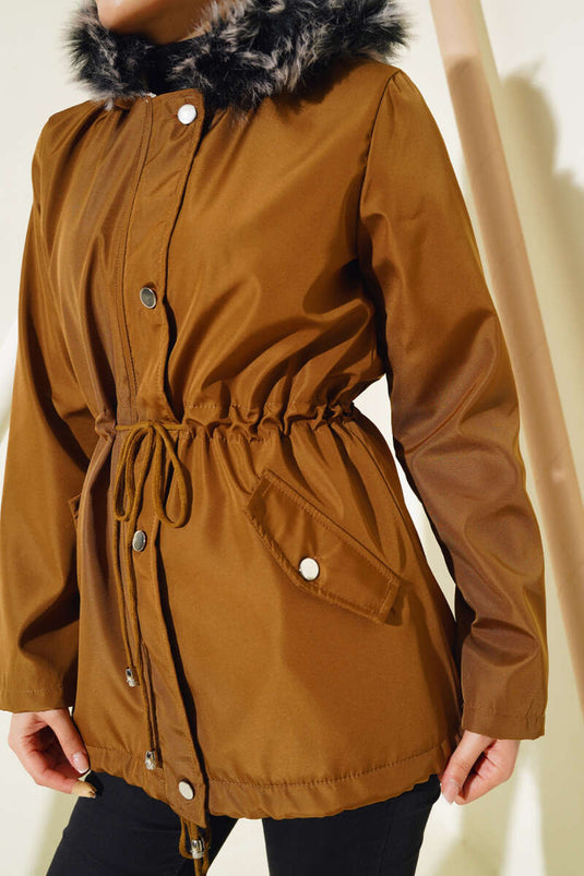 İçi Kürklü Kısa Mont Taba