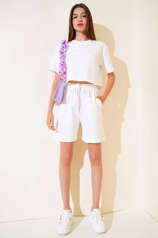 Ensemble short deux-pièces écru