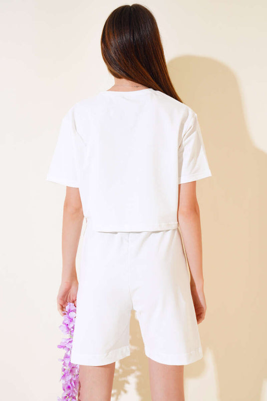 Ensemble short deux-pièces écru