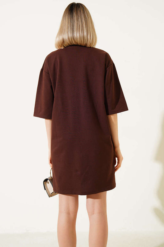 Zweifädiges Basic-Langarmshirt, Braun