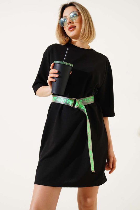 Two Thread Basic Lang T-shirt Zwart