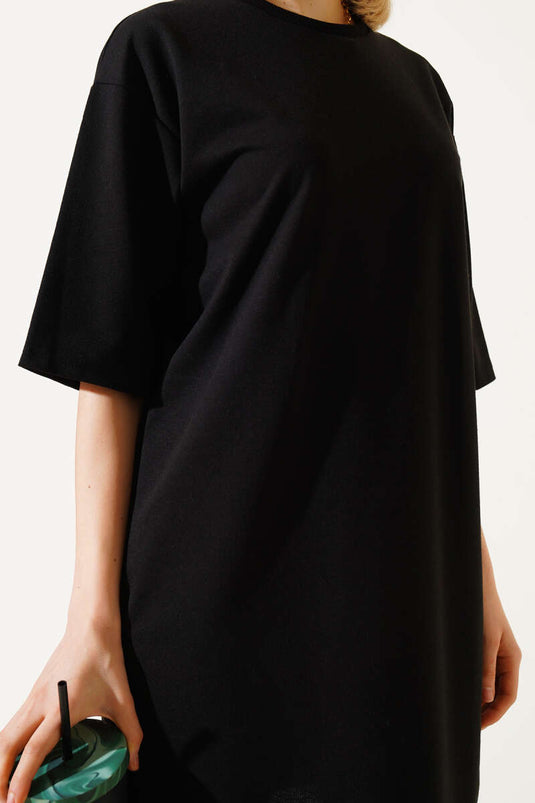 Two Thread Basic Lang T-shirt Zwart