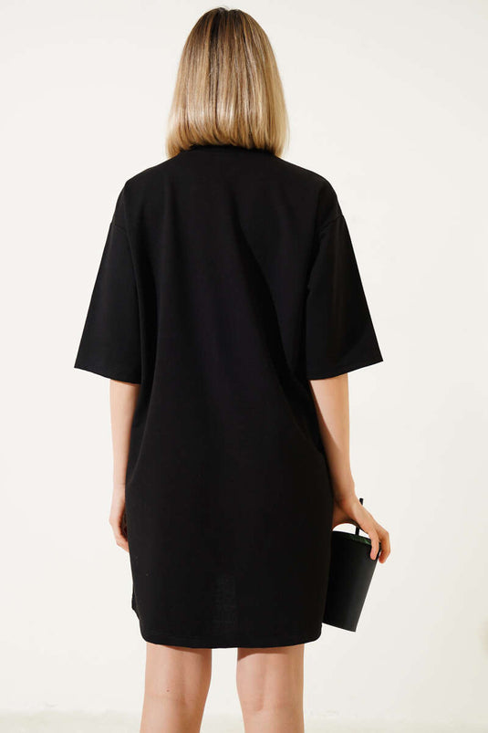 Two Thread Basic Lang T-shirt Zwart