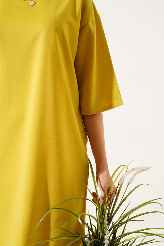 Two Thread Basic Lang T-shirt Olie Groen