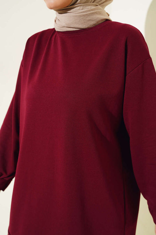 Tunique unie en double fil bordeaux