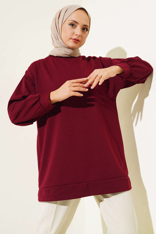 Tunique unie en double fil bordeaux