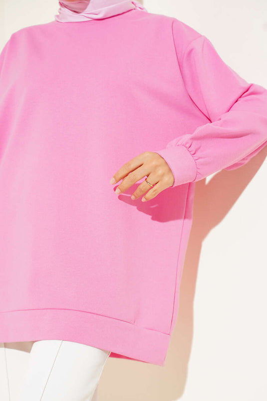 İki İplik Düz Tunik Pembe