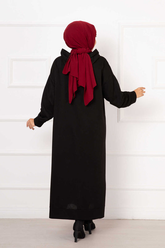 Robe À Capuche Deux Fils Noir