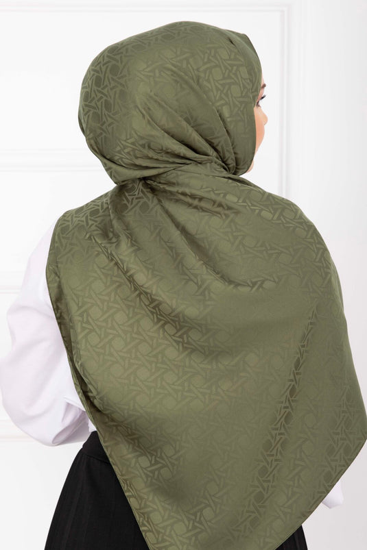 İkonik Desen Jakar Şal Serisi Haki