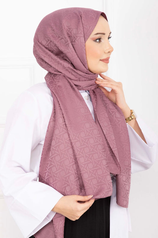 İkonik Desen Jakar Şal Serisi Pudra