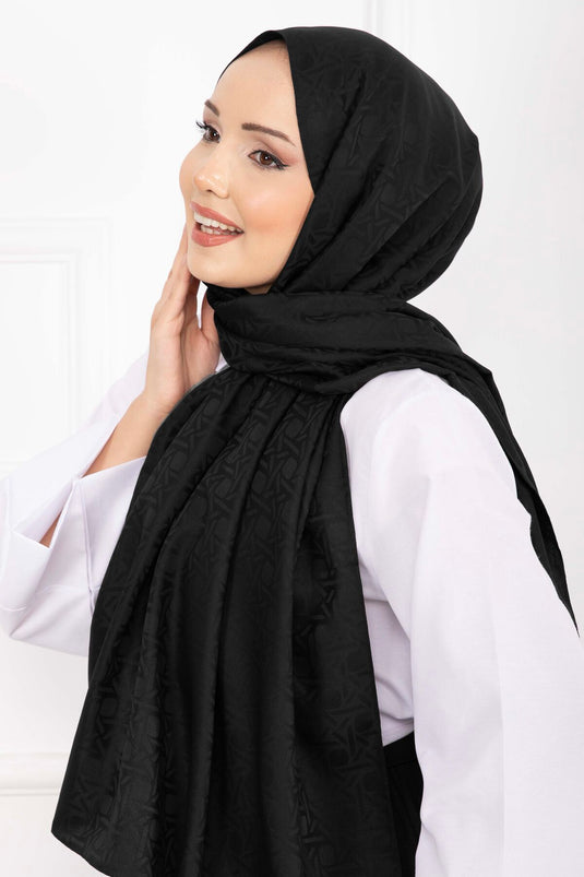 İkonik Desen Jakar Şal Serisi Siyah