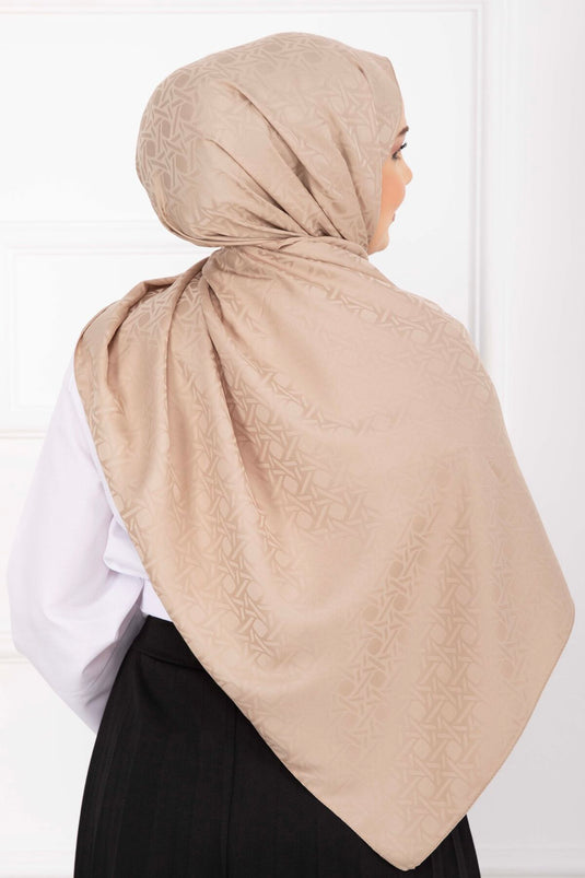 İkonik Desen Jakar Şal Serisi Vizon