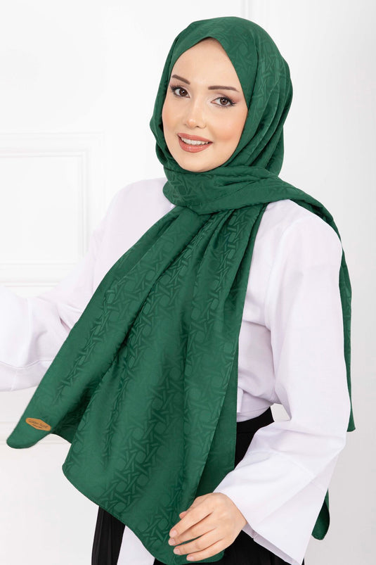 İkonik Desen Jakar Şal Serisi Zümrüt