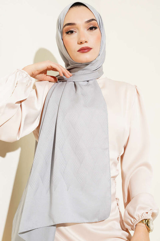 Illusiepatroon Jacquard Sjaal Grijs -63