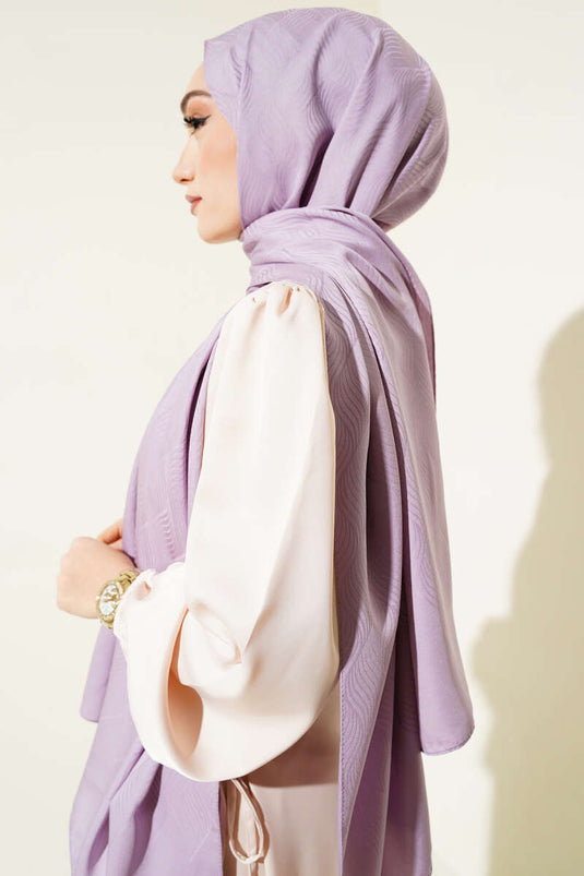 Châle Jacquard à Motif Illusion Lilas -25