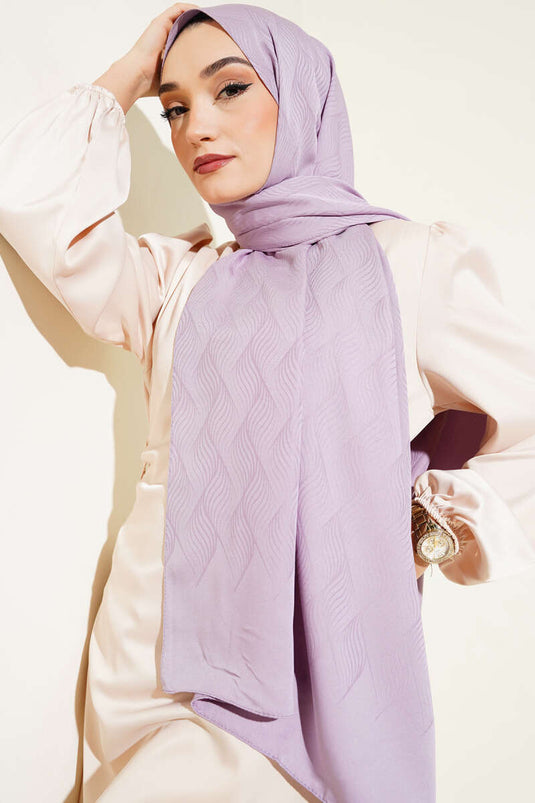 Châle Jacquard à Motif Illusion Lilas -25