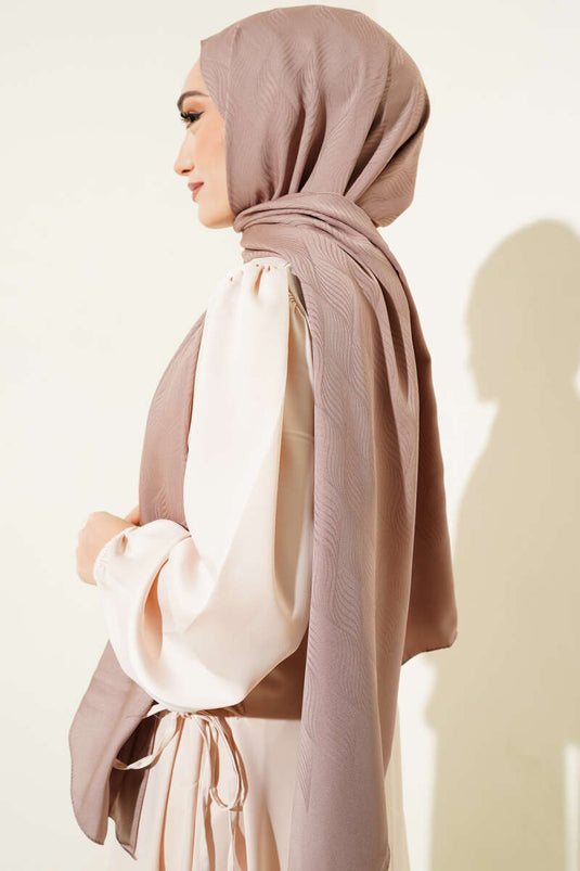 Illusiepatroon Jacquard Sjaal Zacht Bruin -21