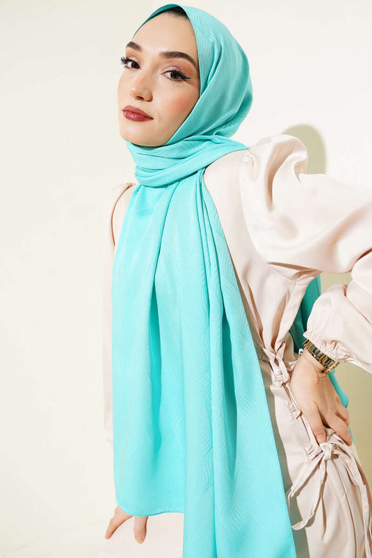 Illusion Pattern Jacquard Shawl Turquoise -118