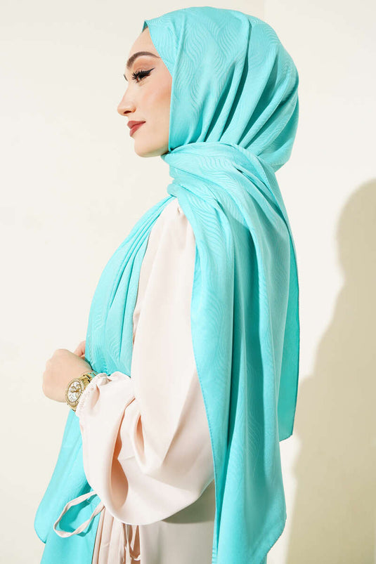Illusion Pattern Jacquard Shawl Turquoise -118