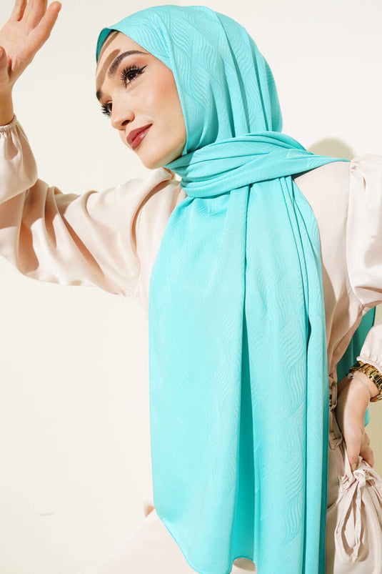 Illusion Pattern Jacquard Shawl Turquoise -118