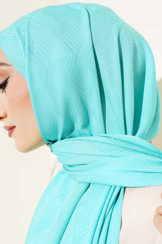 Illusion Pattern Jacquard Shawl Turquoise -118