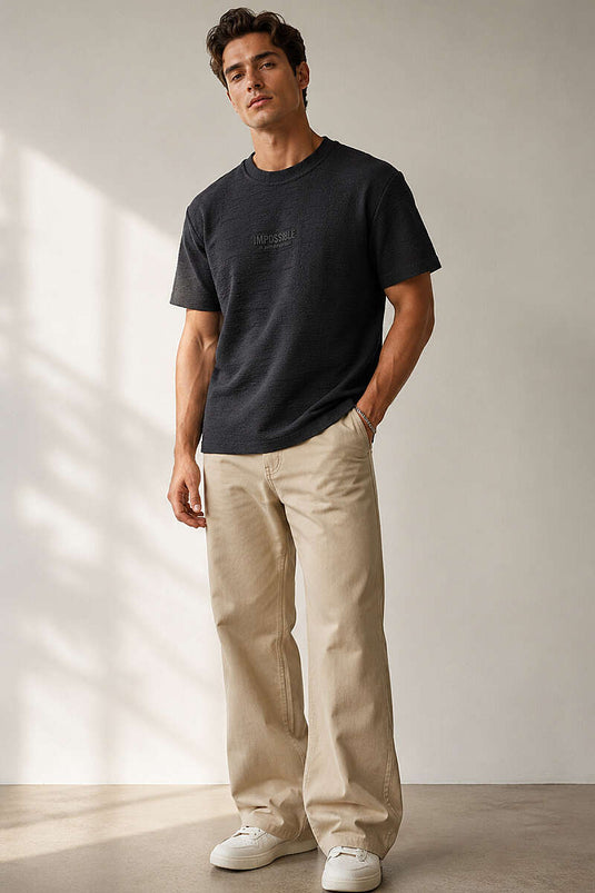 T-shirt homme noir imprimé Impossible Enjeksiyon