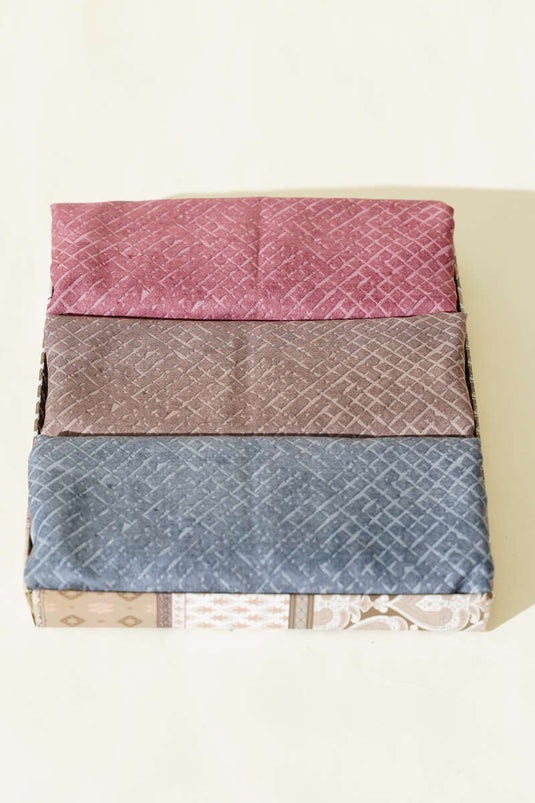 İnce Çizgi Desenli Demore 3'lü Eşarp Seti Asorti