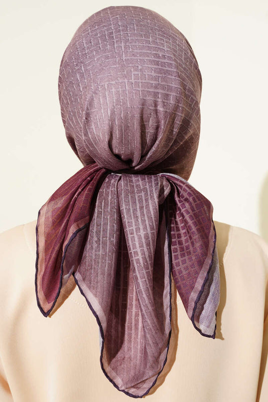 İnce Çizgi Desenli Demore Eşarp Soft Kahve