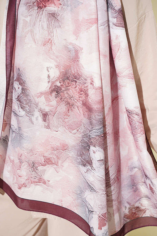 Foulard Fiori Bordeaux Con Dettaglio A Strisce Sottili