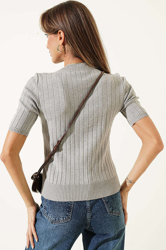 Feinstrich Strickpullover Grau