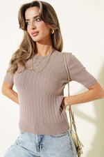 Pull En Maille À Fines Rayures Mink