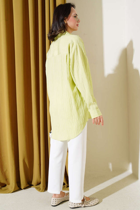 Thin Striped Pocket Stone Shirt Pistachio Green