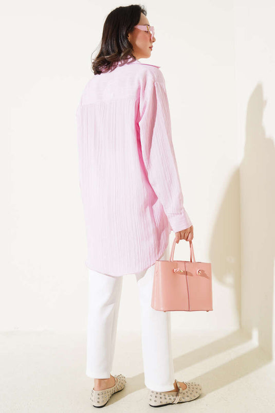 Thin Striped Pocket Stone Shirt Pink