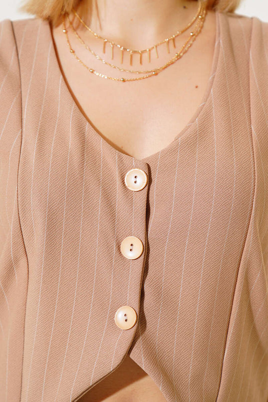 Kurze Nadelstreifenweste Latte