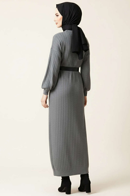 Robe décontractée en maille à fines rayures couleur fumée