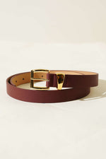 Ceinture fine en métal à boucle carrée bordeaux