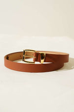 Ceinture fine en métal à boucle carrée beige