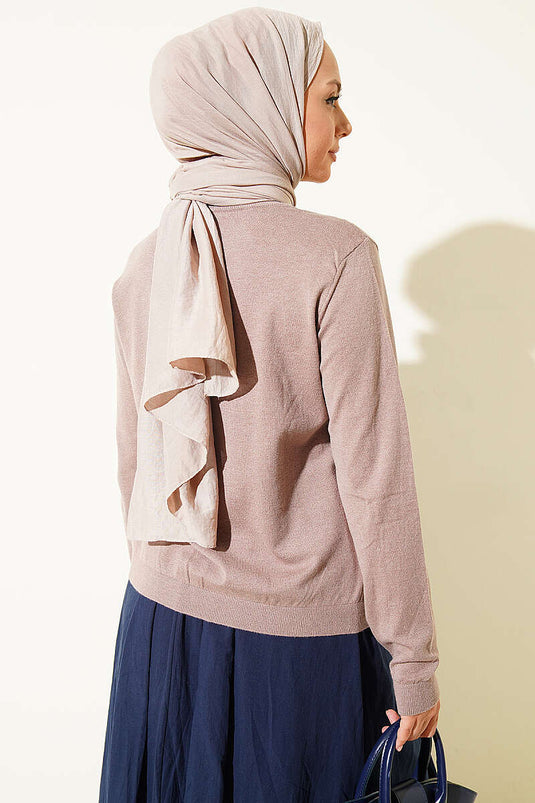 Dunne Gebreide Knopjesshirt In Mink