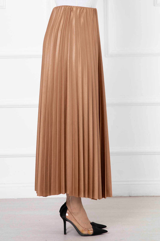 Jupe Hijab Longue Plissée Fine Latte