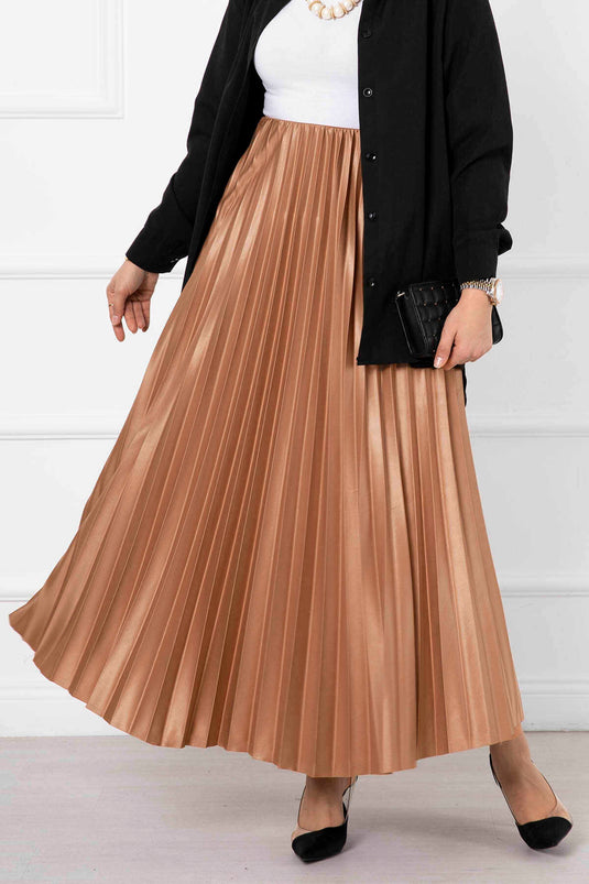 Jupe Hijab Longue Plissée Fine Latte