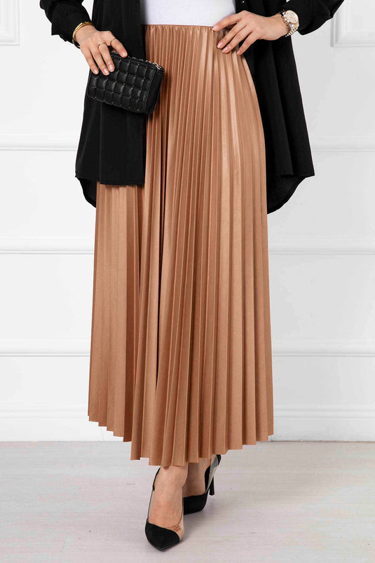 Jupe Hijab Longue Plissée Fine Latte