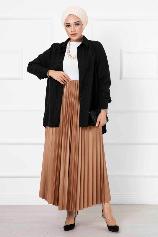 Jupe Hijab Longue Plissée Fine Latte