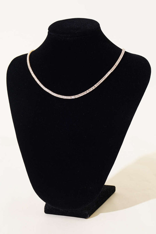 Thin Waterway Stone Necklace Gold
