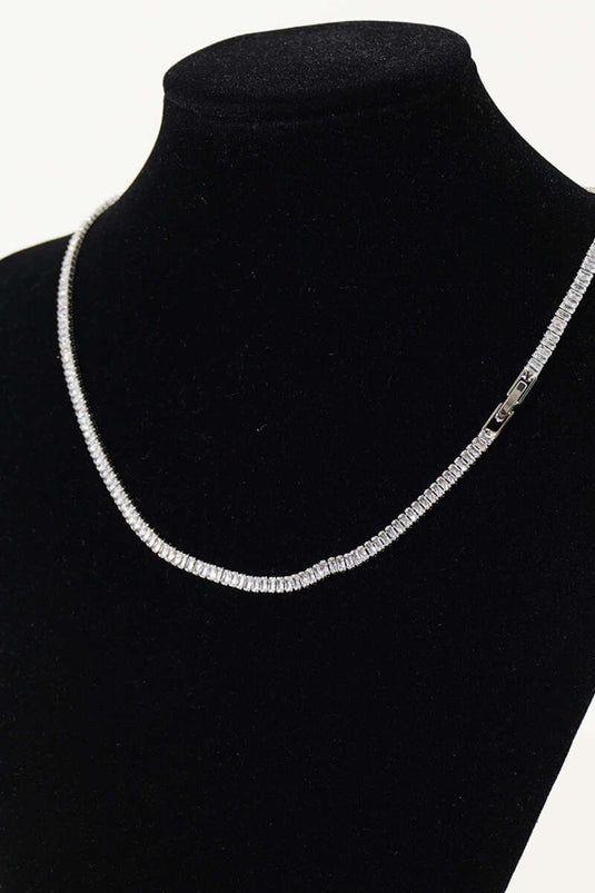 Collar Piedra Fina Canal Plata